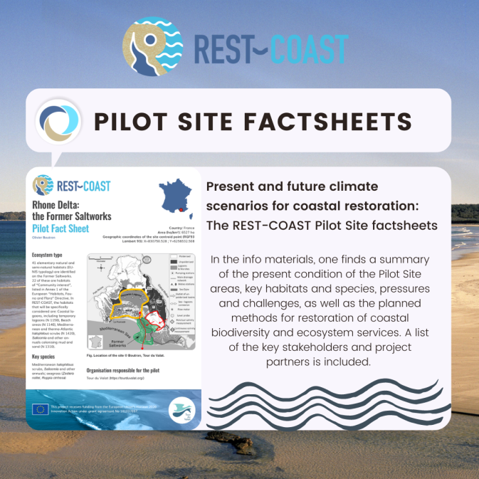 Present and future climate scenarios for coastal restoration: The REST-COAST Pilot Site factsheets
